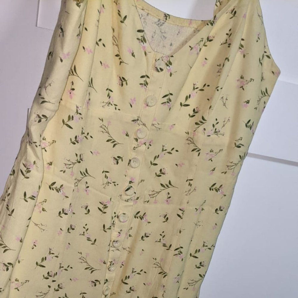 YELLOW FLOWER PRINTED DRESS